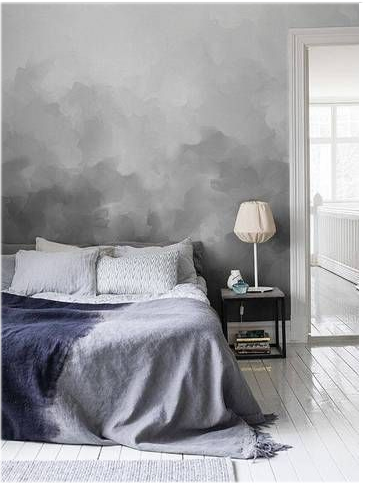 watercolor bedroom grey